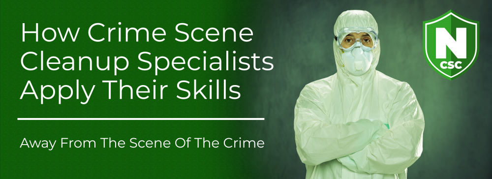Crime scene cleaner with protective gear