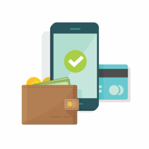 Payment options featuring a phone, money, and credit card