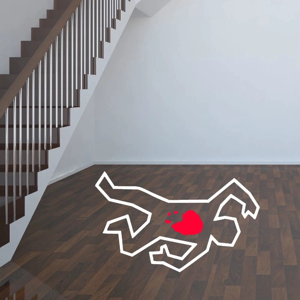 Sticker Chalk Outline of Dead Body Drawn at a Crime Scene