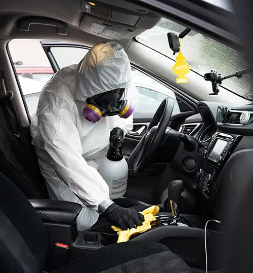Cleaning biohazards in a car