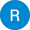 The letter R in a blue circle