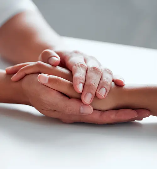 Cleaner holding hand to console after a suicide