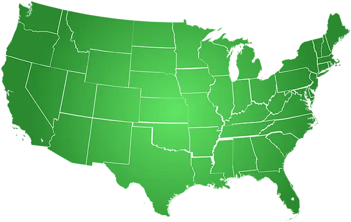 Green map of the United States
