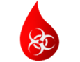 Blood drop with a biohazard symbol